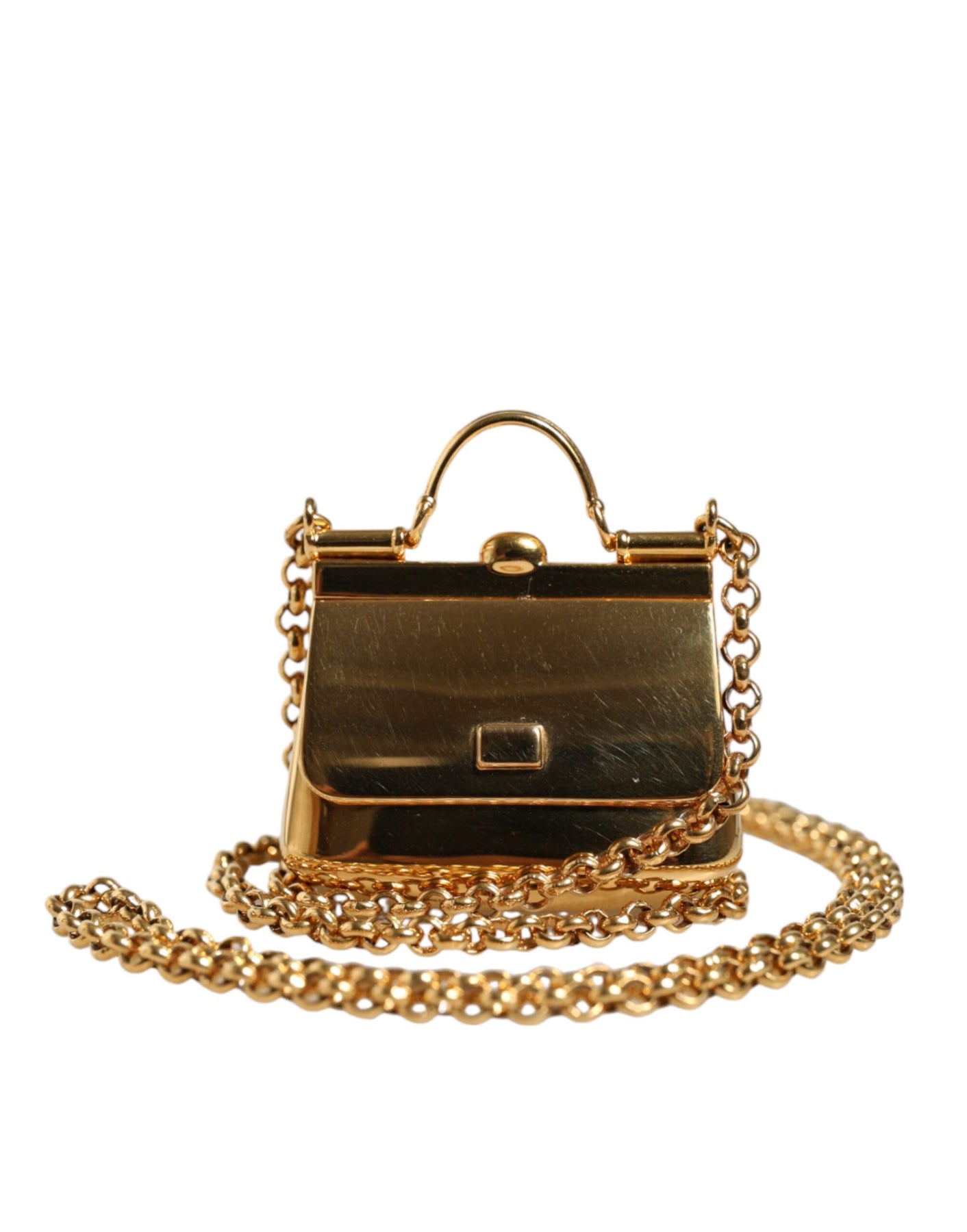 Dolce & Gabbana Brass Chain Sicily Micro Bag Pendant Women's Necklace (Pre-Owned)