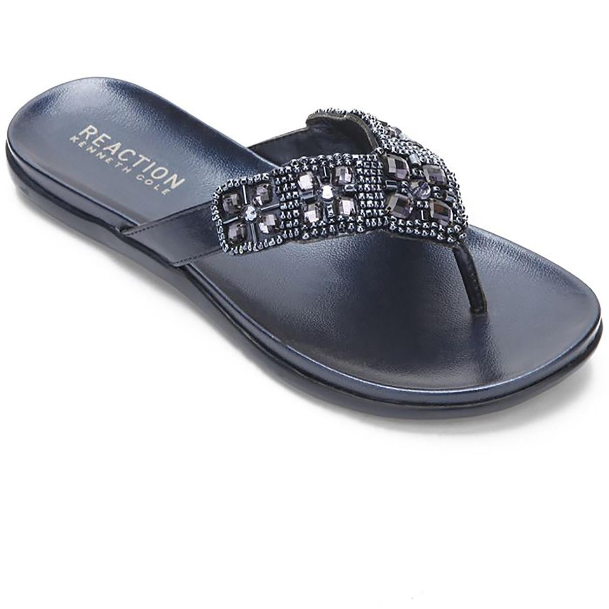 Glam-Athon Faux Leather Thong Flip-Flops
