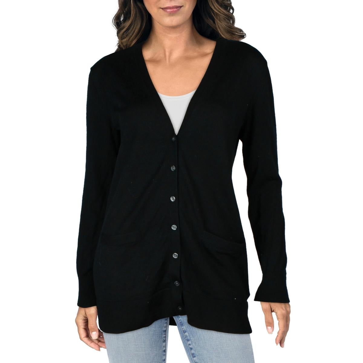 Pocket Extra Fine Merino Wool Cardigan Sweater