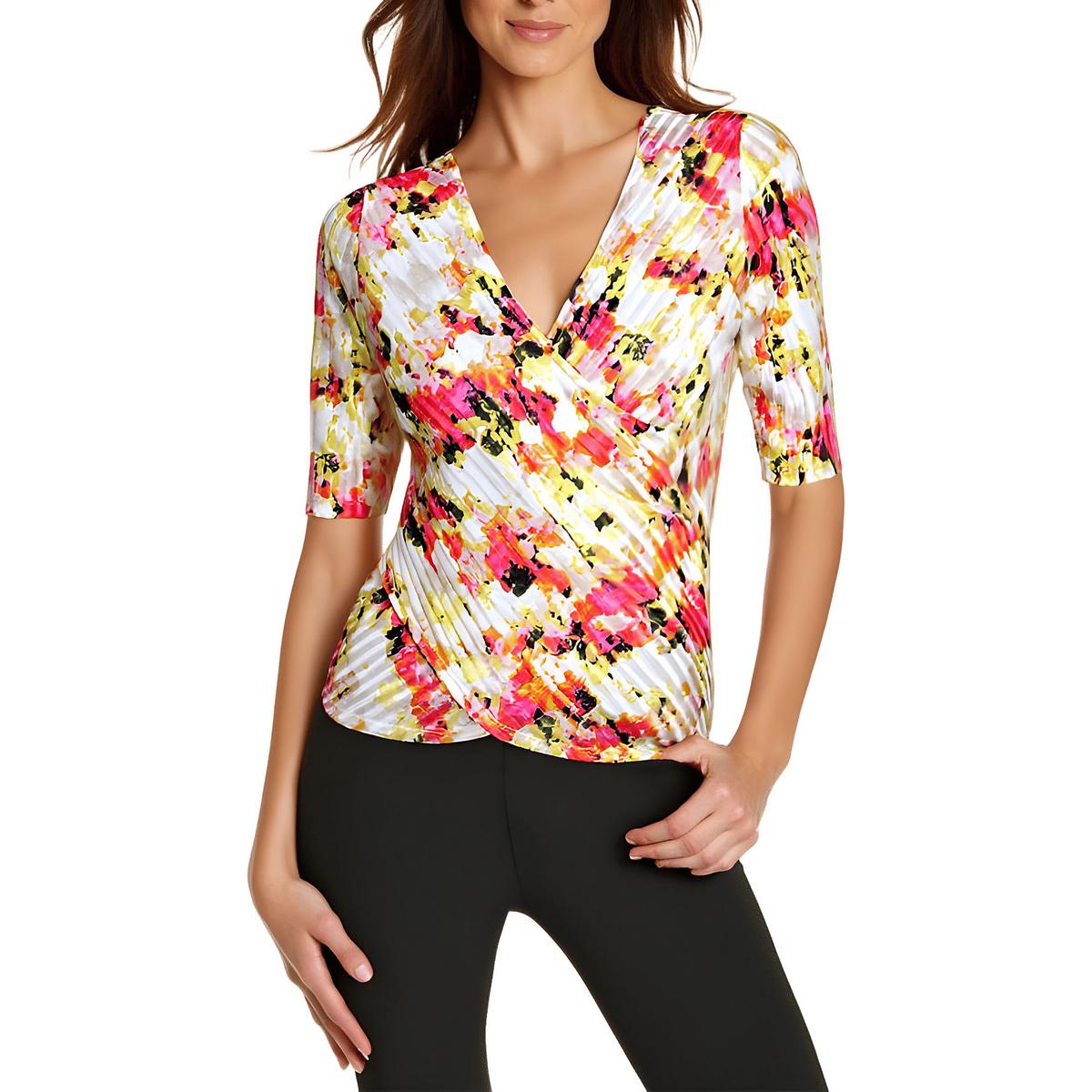 Printed Knit Wrap Top