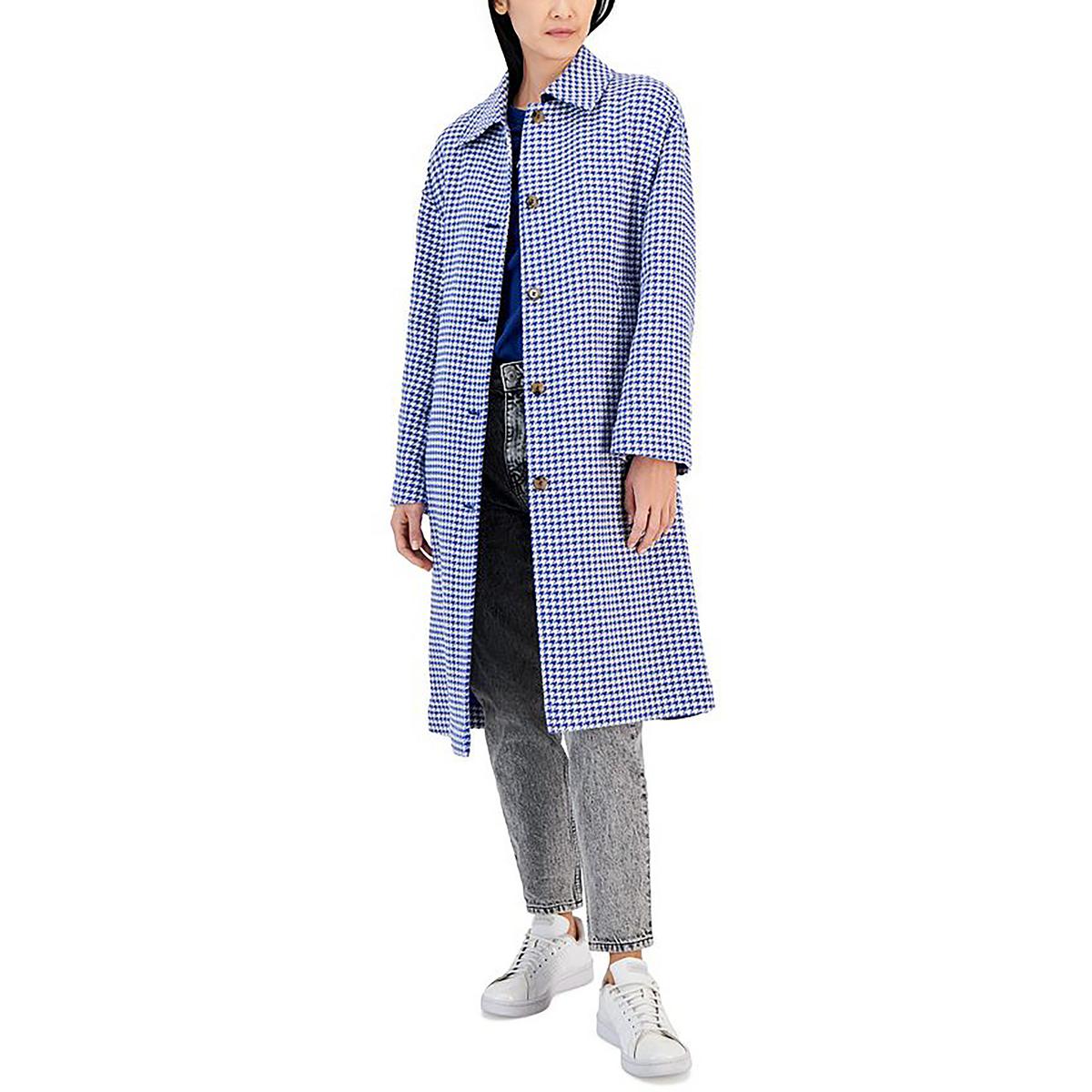 Cotton Blend Houndstooth Trench Coat