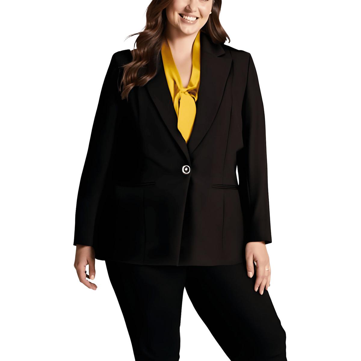 Plus Zip Hem Business One-Button Blazer