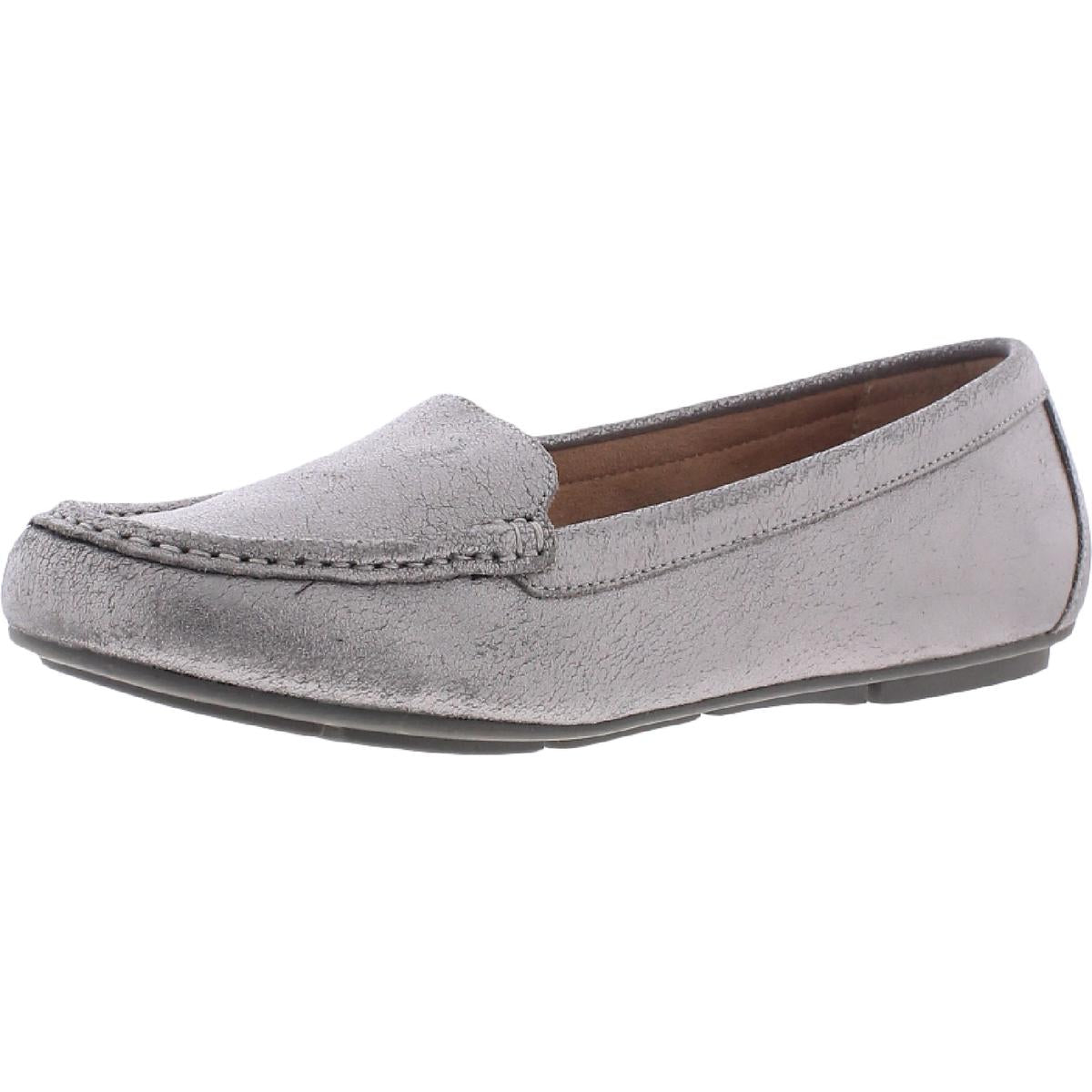 Debbie Leather Metallic Slip On Moccasin Loafers