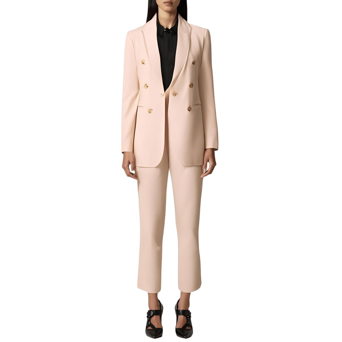 Shoulder Pads Linen Double-Breasted Blazer