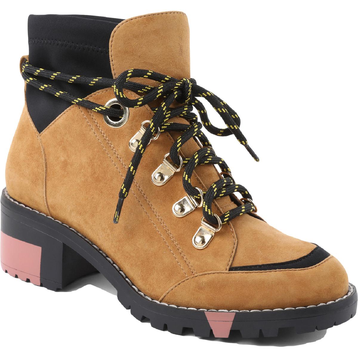 Nalli Suede Mixed Media Lace-Up Hiker Bootie