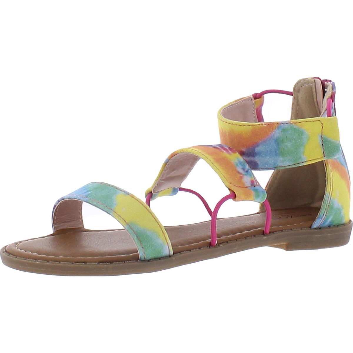 Girls Spray Tie Dye Ankle Strap Flat Sandals