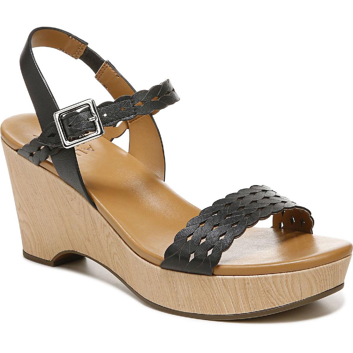 Carlita Leather Ankle Strap Wedge Sandals