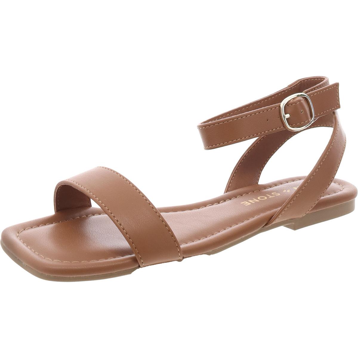 Quebecc Faux Leather Open Toe Ankle Strap