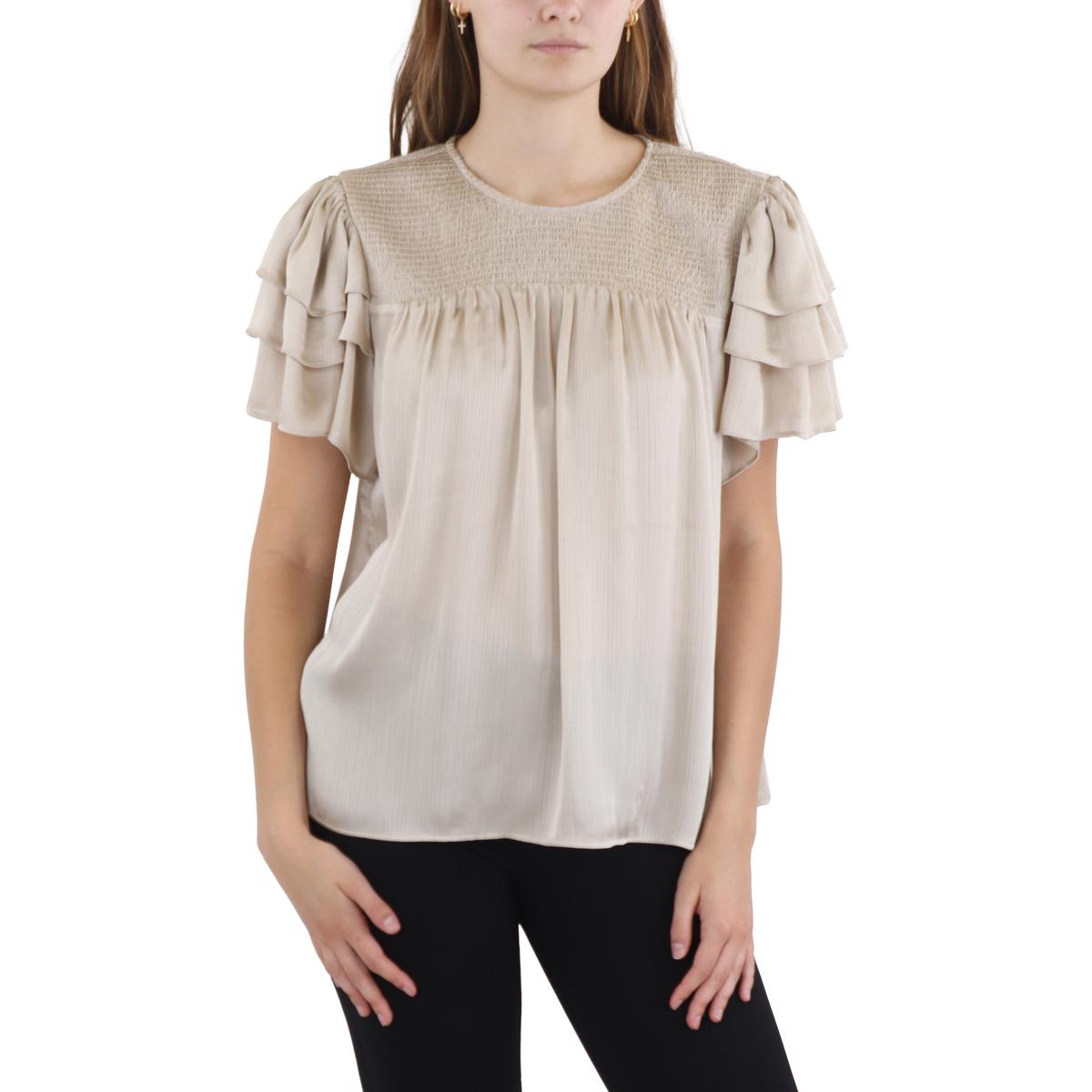 Smocked Satin Pullover Top