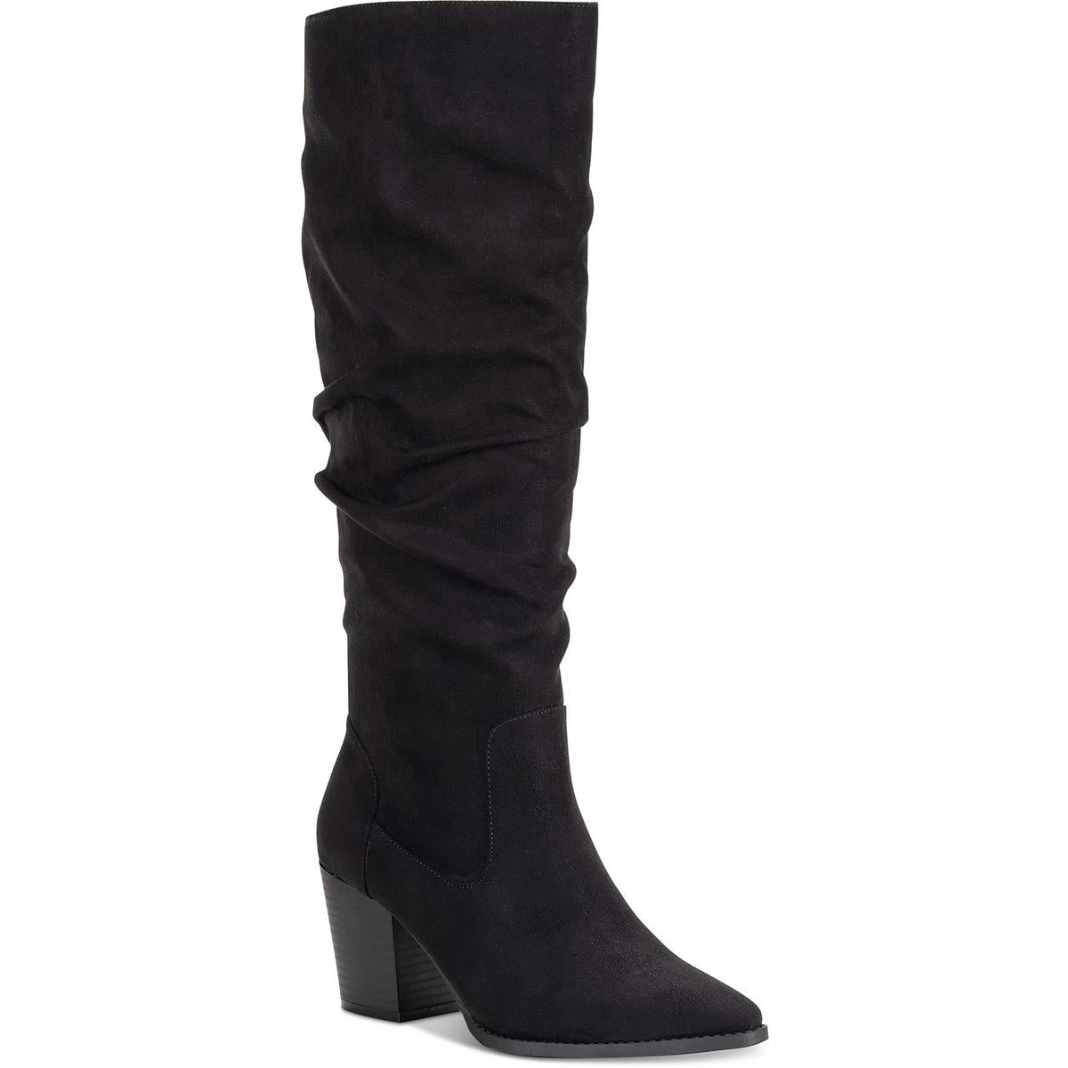 Zip Up Pointed Toe Knee-High Boots