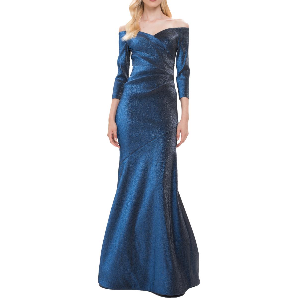 Pleated Metallic Evening Dress