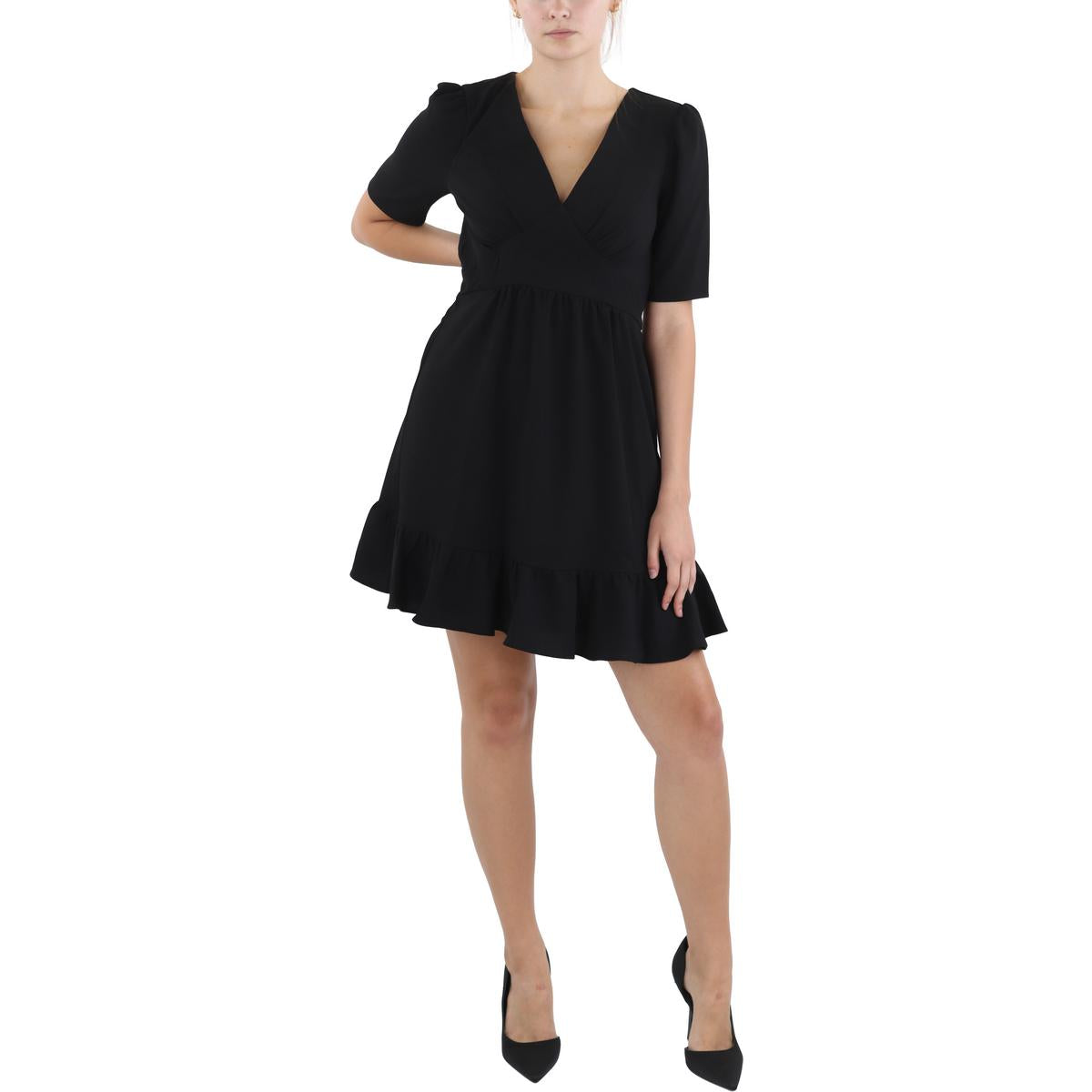 Ruffled Knee Length Fit & Flare Dress