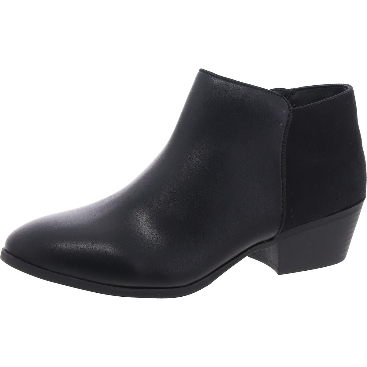 Faux Suede Mixed Media Ankle Boots