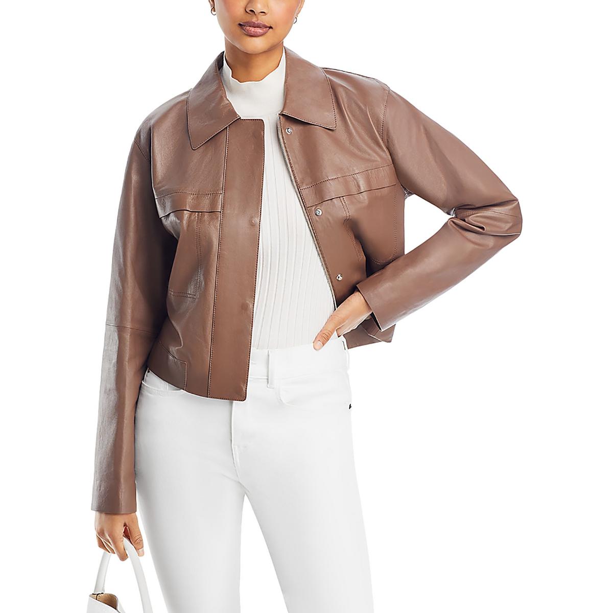 Faux Leather Long Sleeve Bomber Jacket