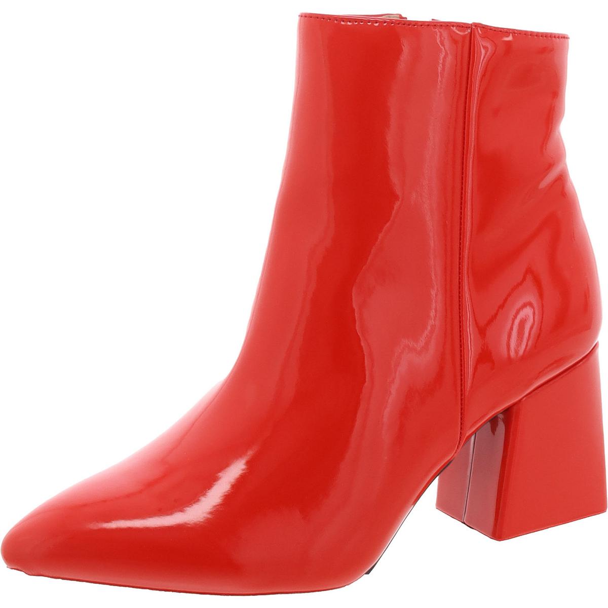 Patent Leather Block Heel Ankle Boots