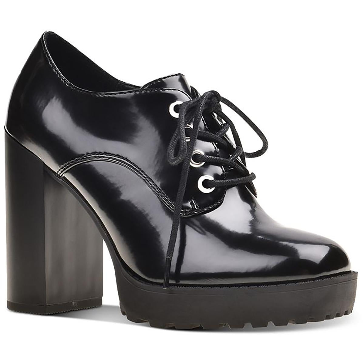 Darlaa Faux Leather Cushioned Footbed Lace-Up Heels