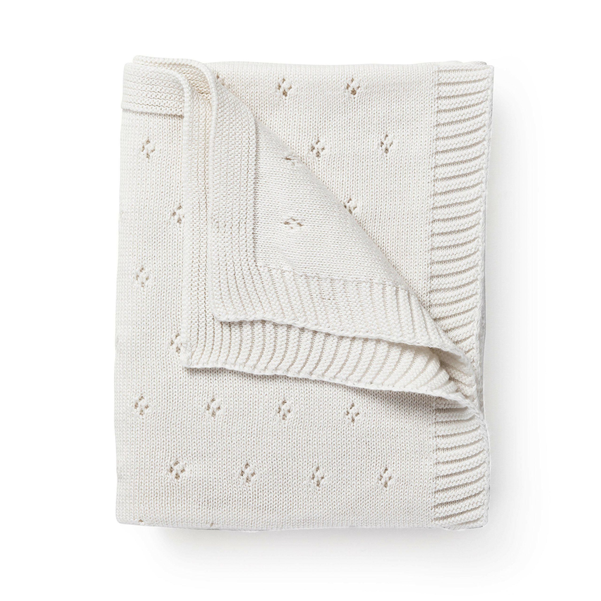Organic Cotton Pointelle Baby Blanket - Ella Ivory