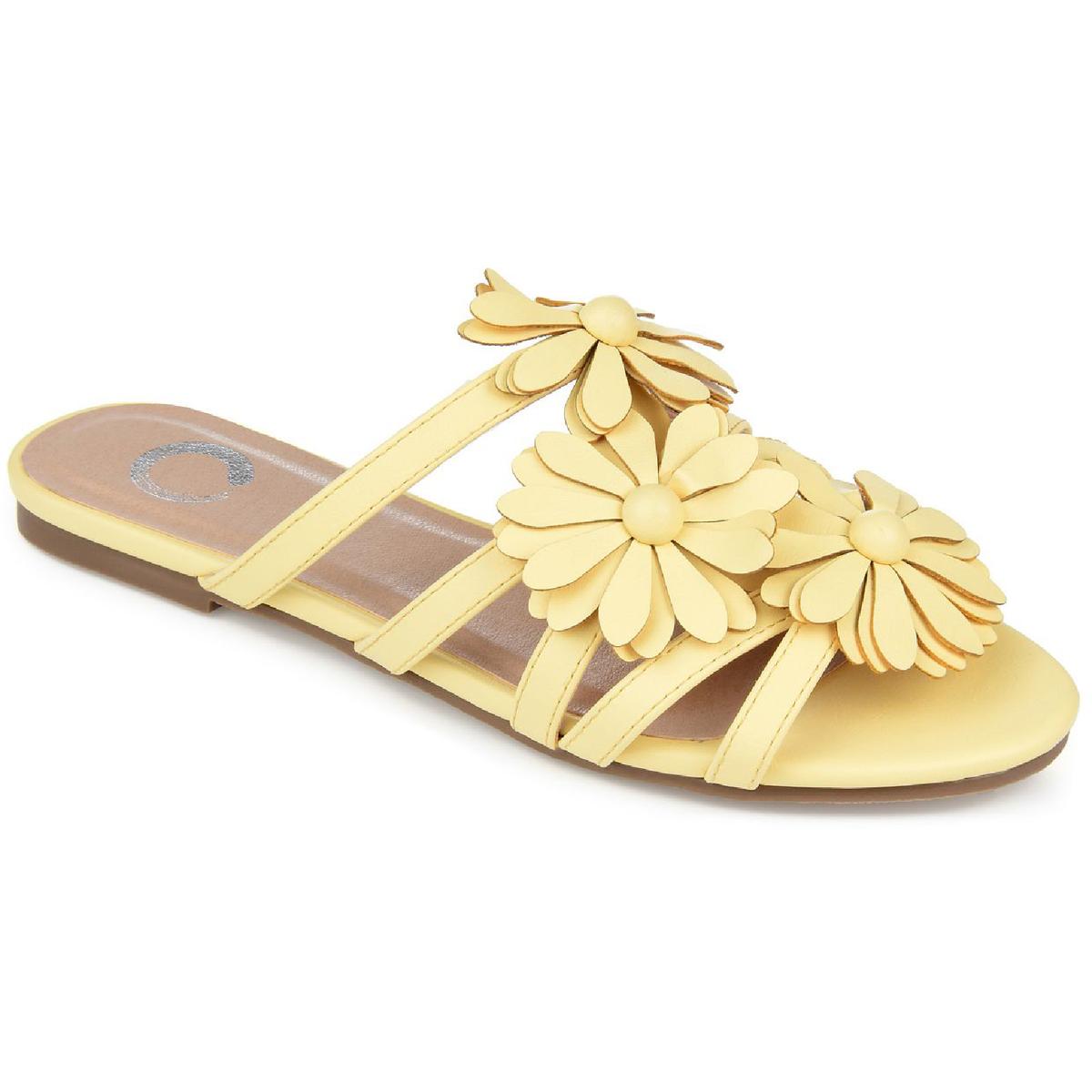 Dolliah Faux Leather Rosette Flat Sandals
