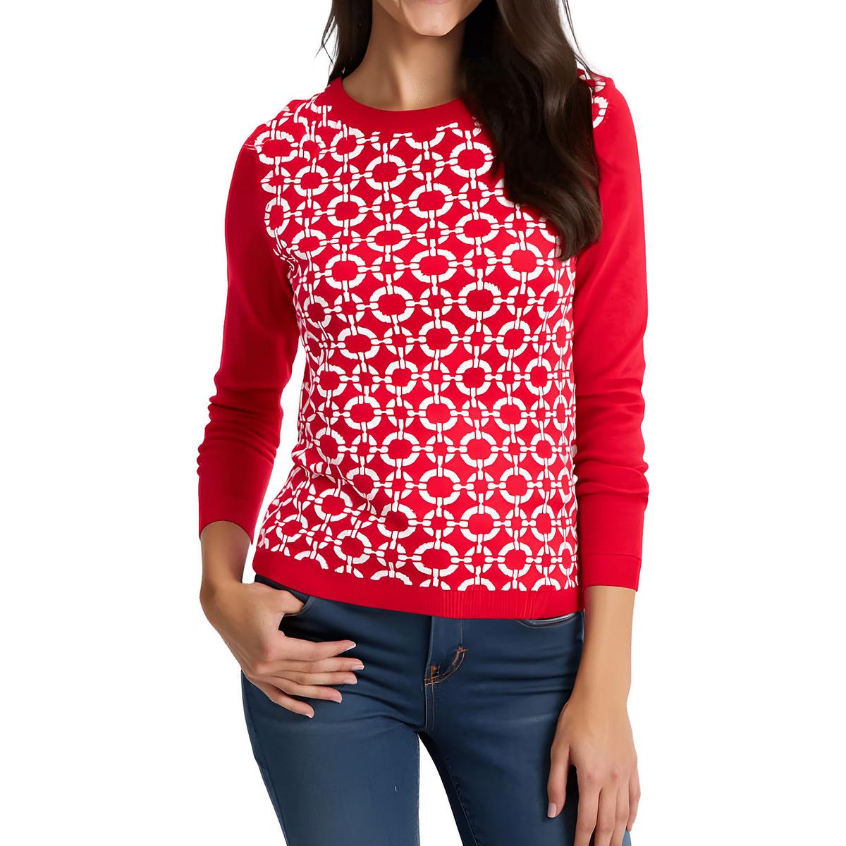 Printed Knit Crewneck Sweater