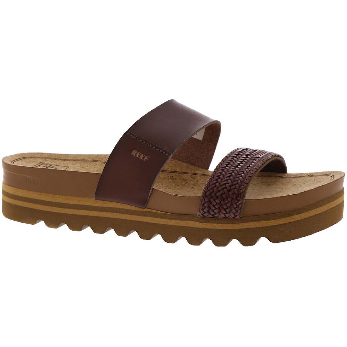 Cushion Vista Faux Leather Open Toe Flat Sandals