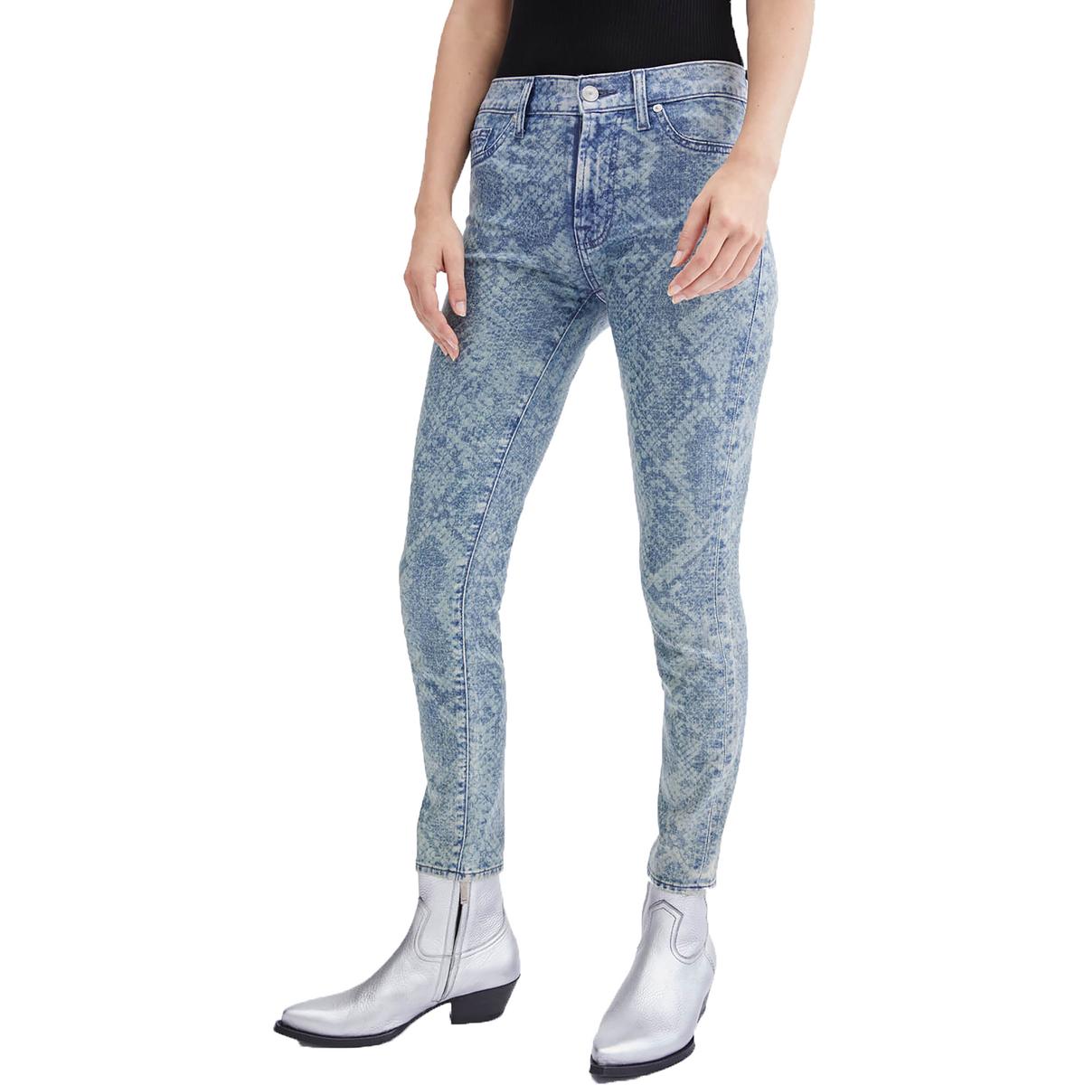 Snake Print Denim Skinny Jeans
