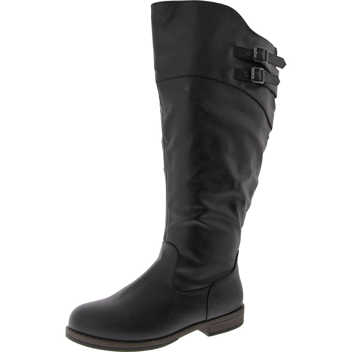 Pull On Zipper Knee-High Boots