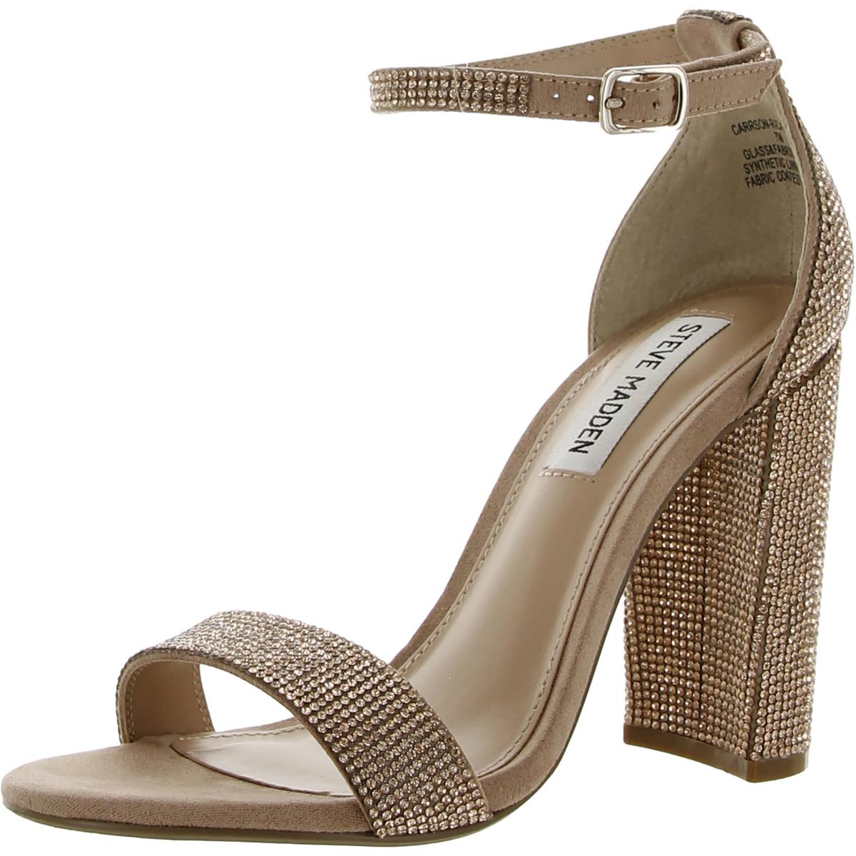 Carrson Rhinestone Ankle Strap Block Heeled Sandals