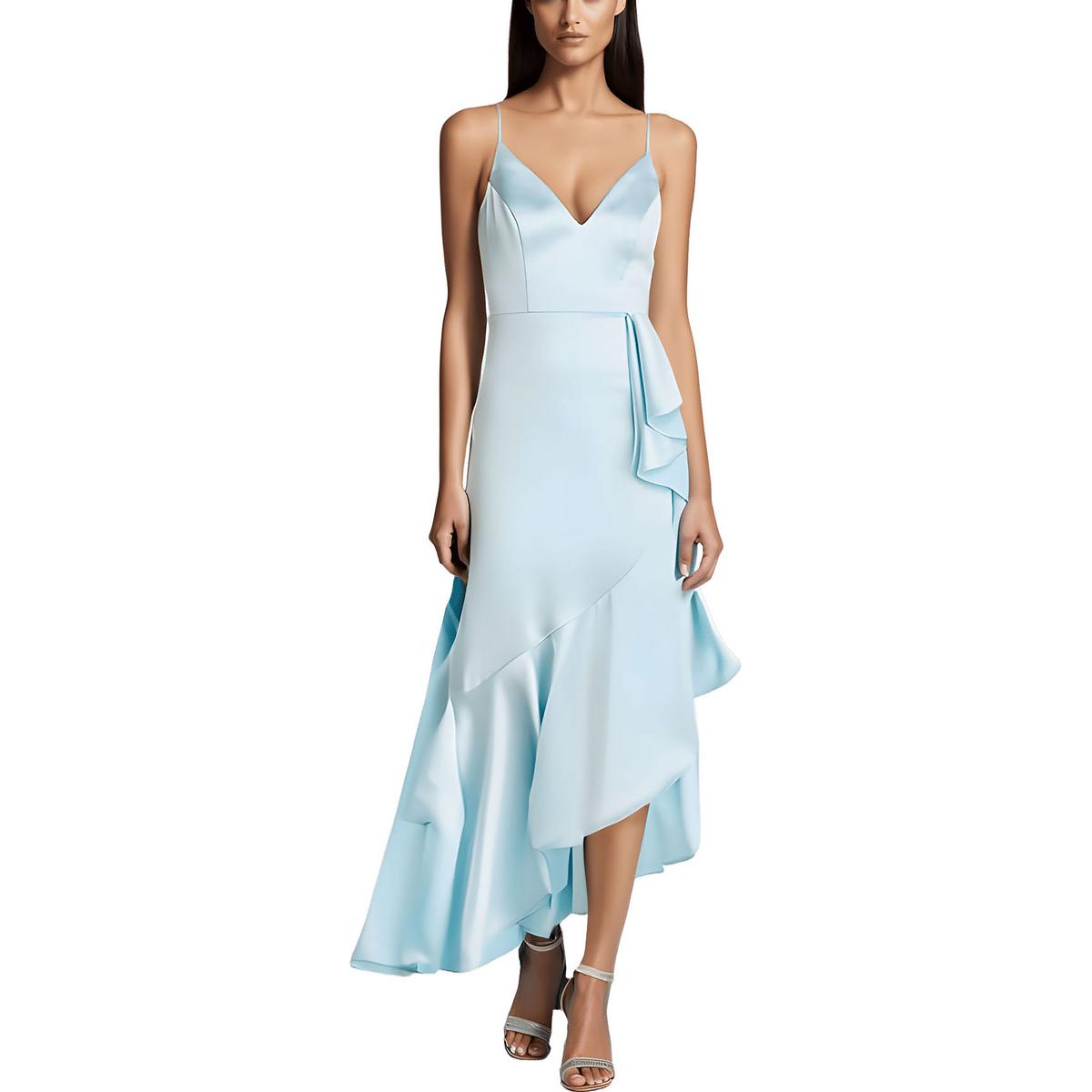 Ruffled Satin Midi Dress