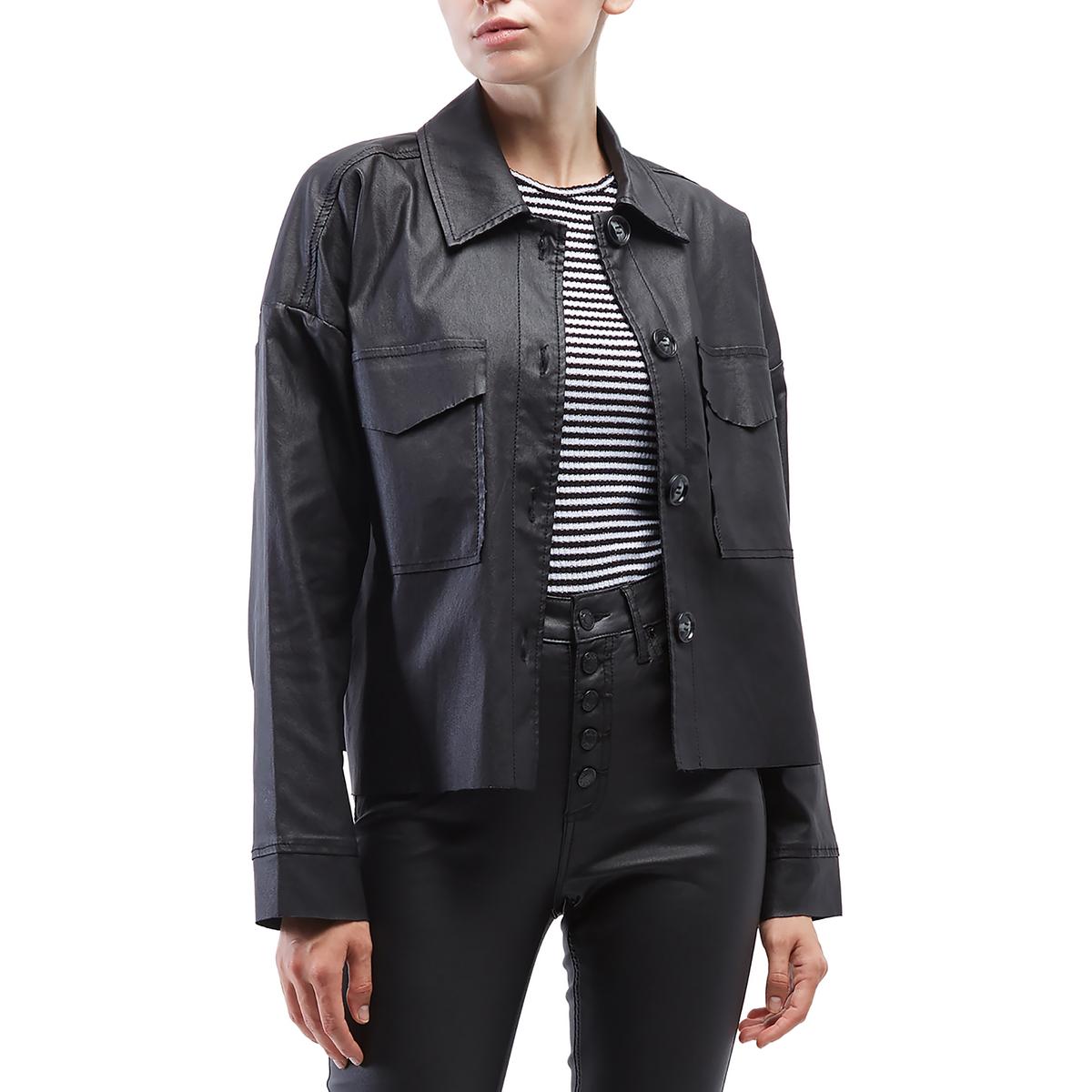 Faux Leather Warm Shirt Jacket