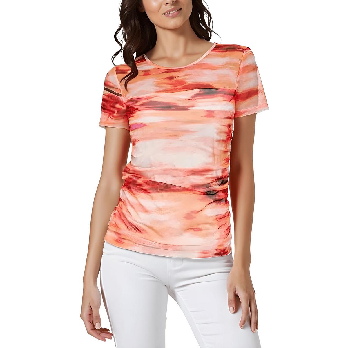 Printed Mesh Pullover Top