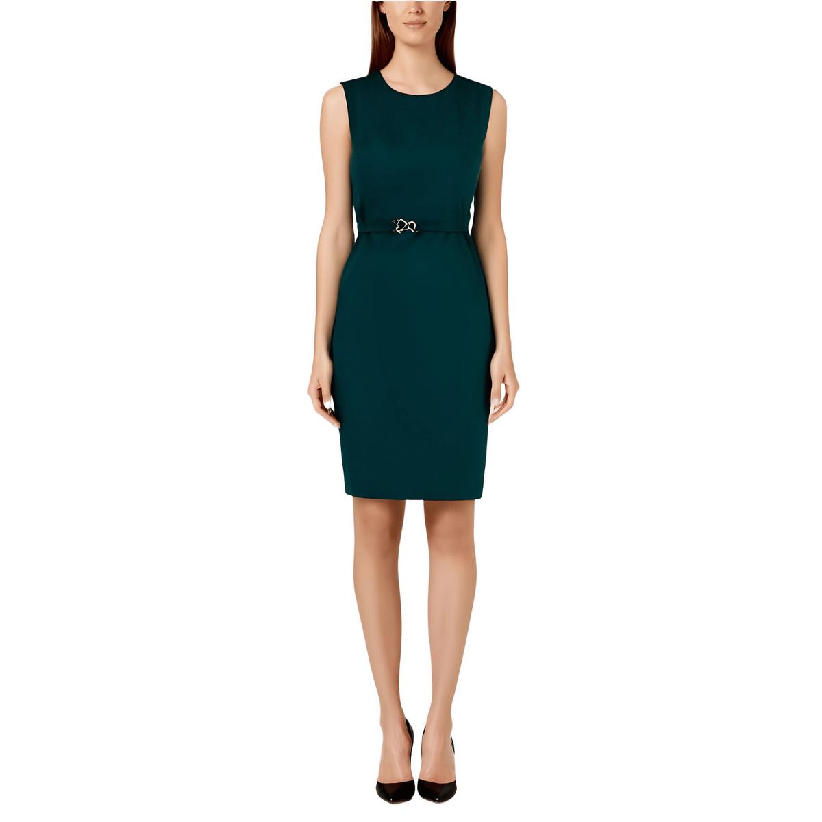 Petites Belted Velvet Sheath Dress