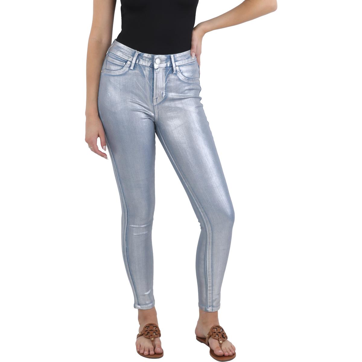Distressed Metallic Skinny Jeans