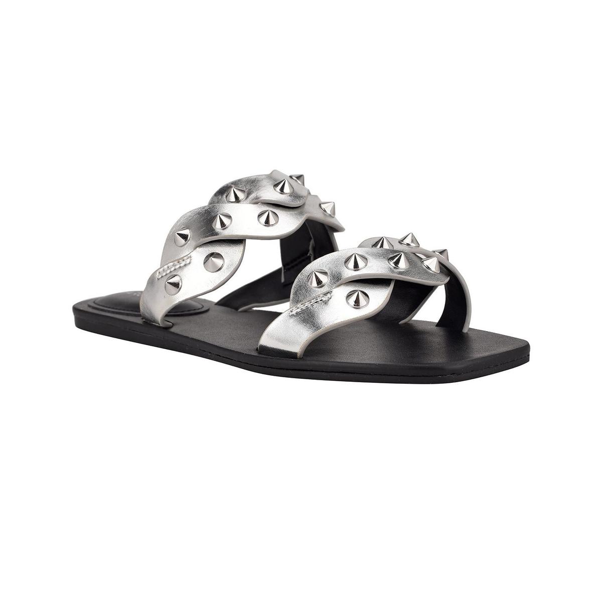 Bodil Faux Leather Metallic Slide Sandals