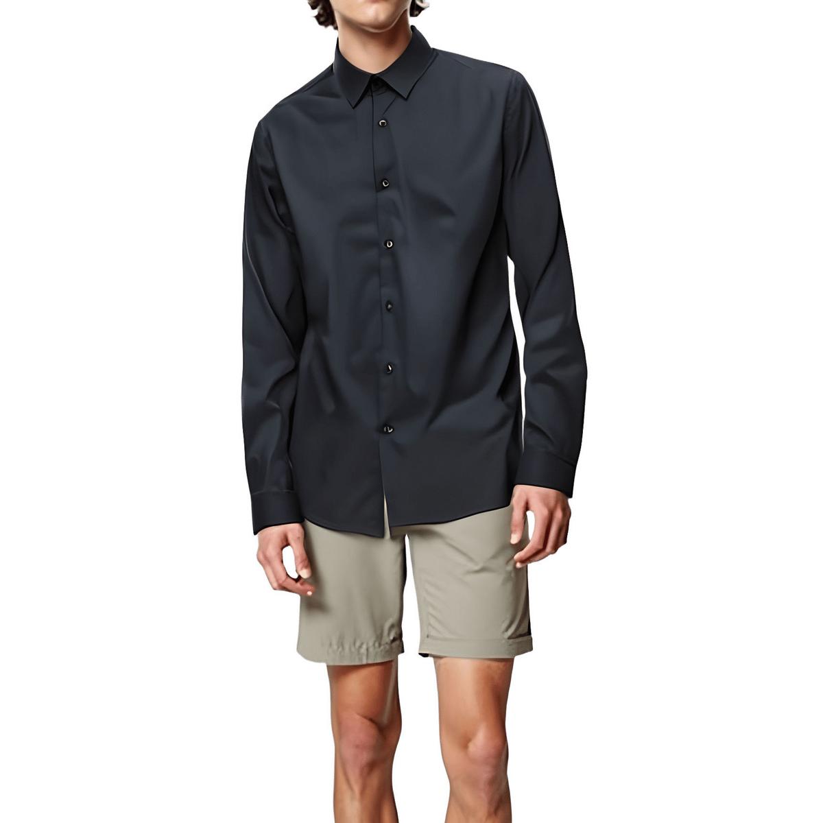 Slim Fit Solid Button-Down Shirt