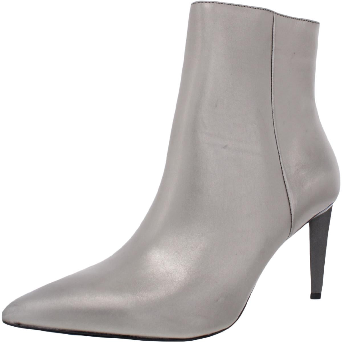Zoe Metallic Faux Leather Pointed Toe Ankle Boots