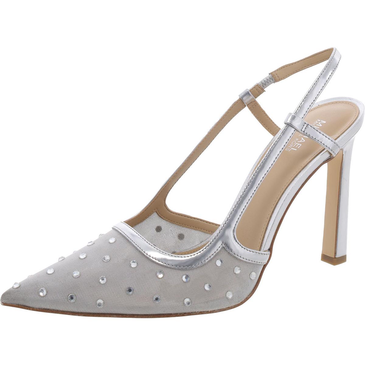 Alora Leather Rhinestone Slingback Heels