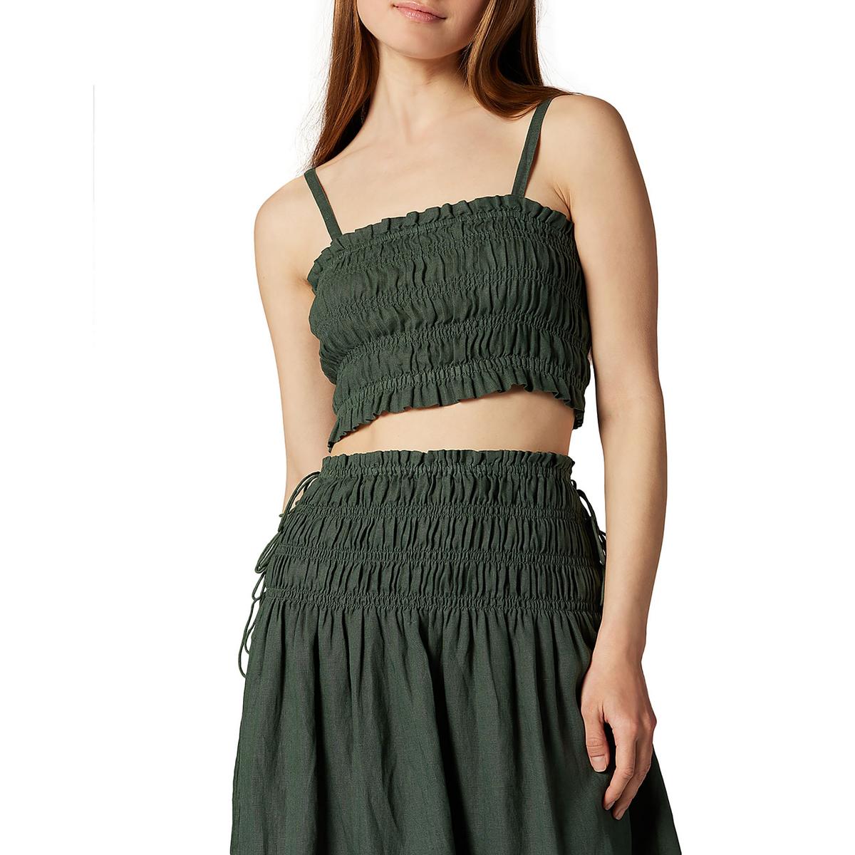 Smocked Linen Pullover Top