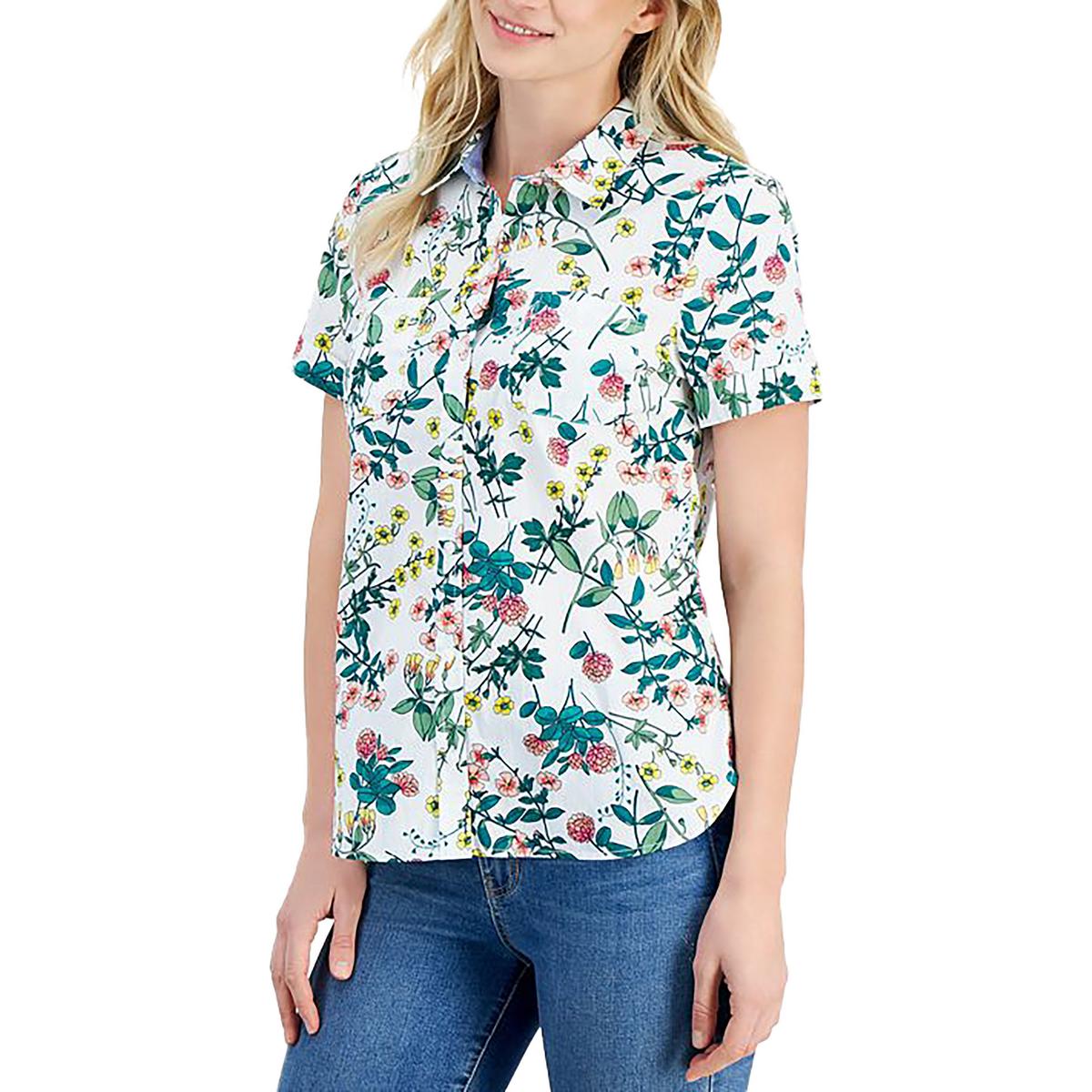 Button Down Pockets Button-Down Top