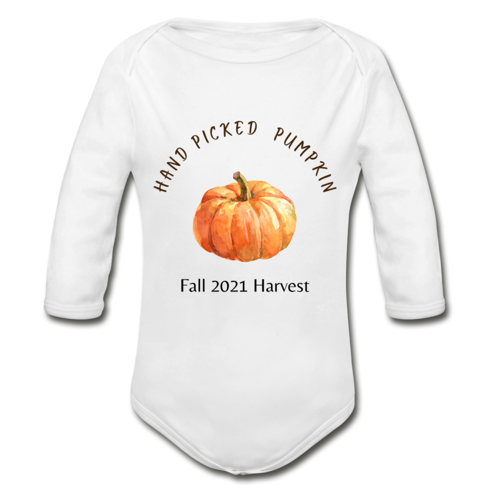 Hand Picked Pumpkin Organic Long Sleeve Onesie