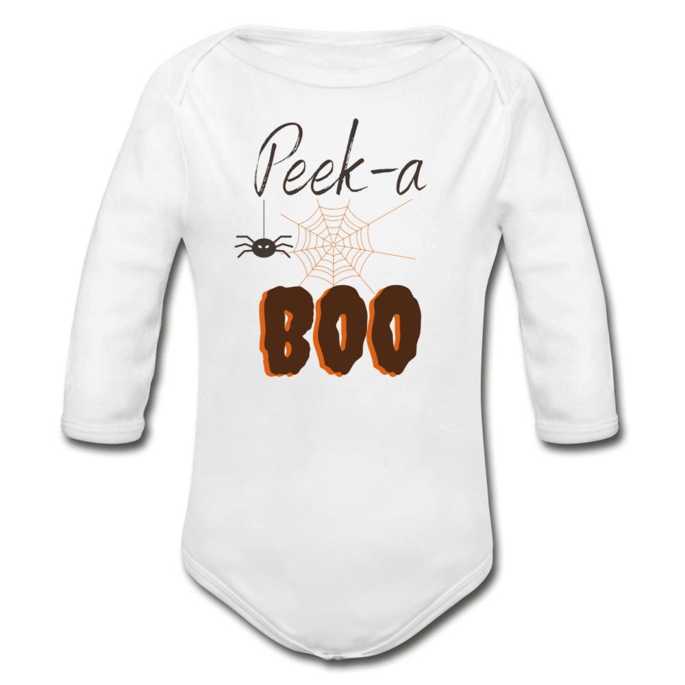 Peek-a-BOO Halloween Organic Long Sleeve Onesie | Light