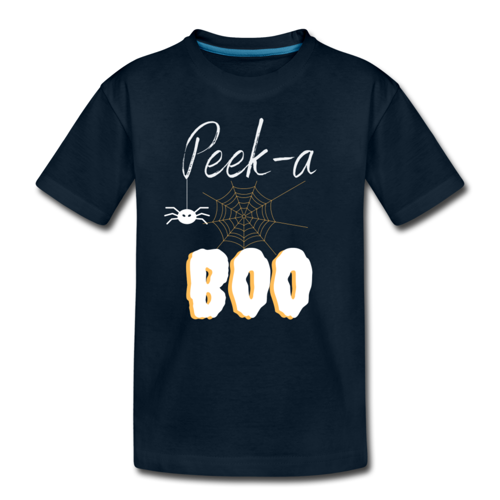 Peek-a-Boo Halloween Organic Kids' T-Shirt – Soft & Eco-Friendly Fall Design