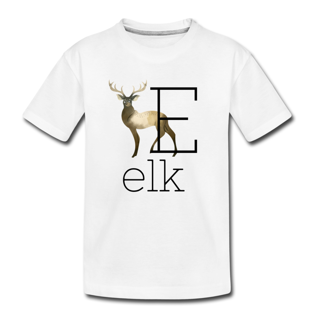 E is for Elk Alphabet Letter of the Day Organic Toddler T-shirt