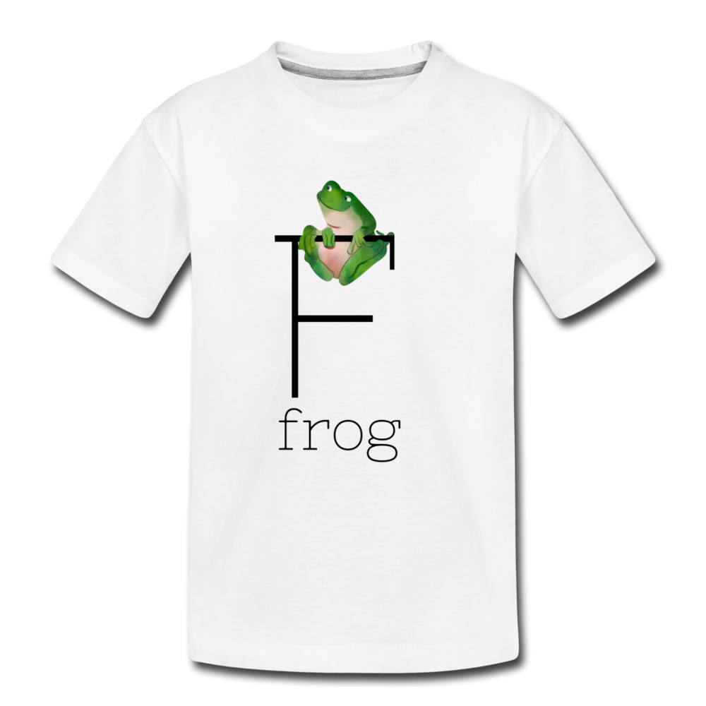 F is for Frog Alphabet Letter of the Day Organic Toddler T-shirt
