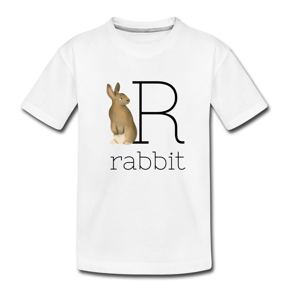 R is for Rabbit Alphabet Letter of the Day Organic Toddler T-shirt