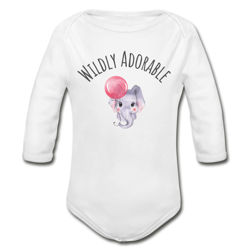 "Wildly Adorable" Organic Long Sleeve Onesie | Elephant