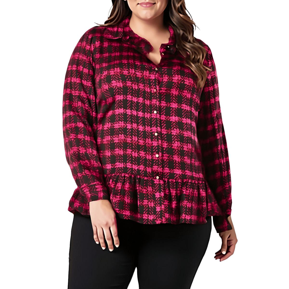 Printed Satin Button-Down Top