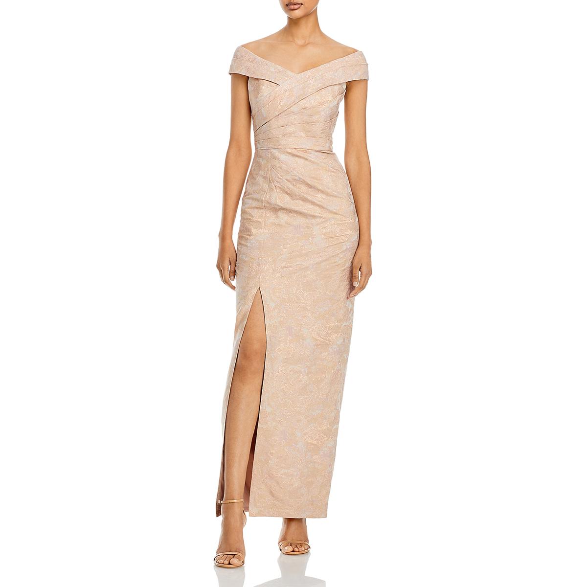 Jacquard Off-The-Shoulder Evening Dress