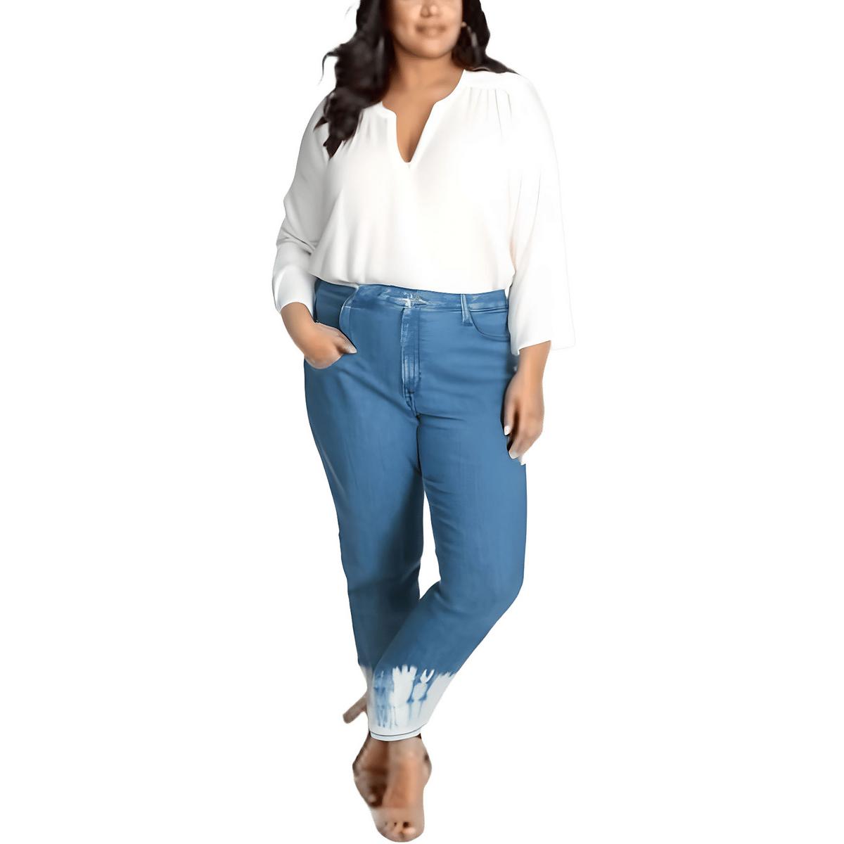 Plus Sheri Dip-Dye Denim Ankle Jeans