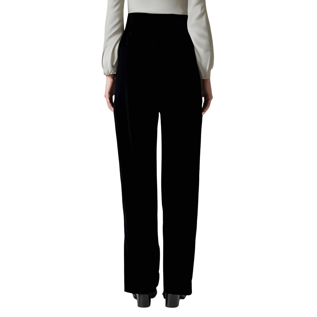High-Rise Velvet Straight Leg Pants