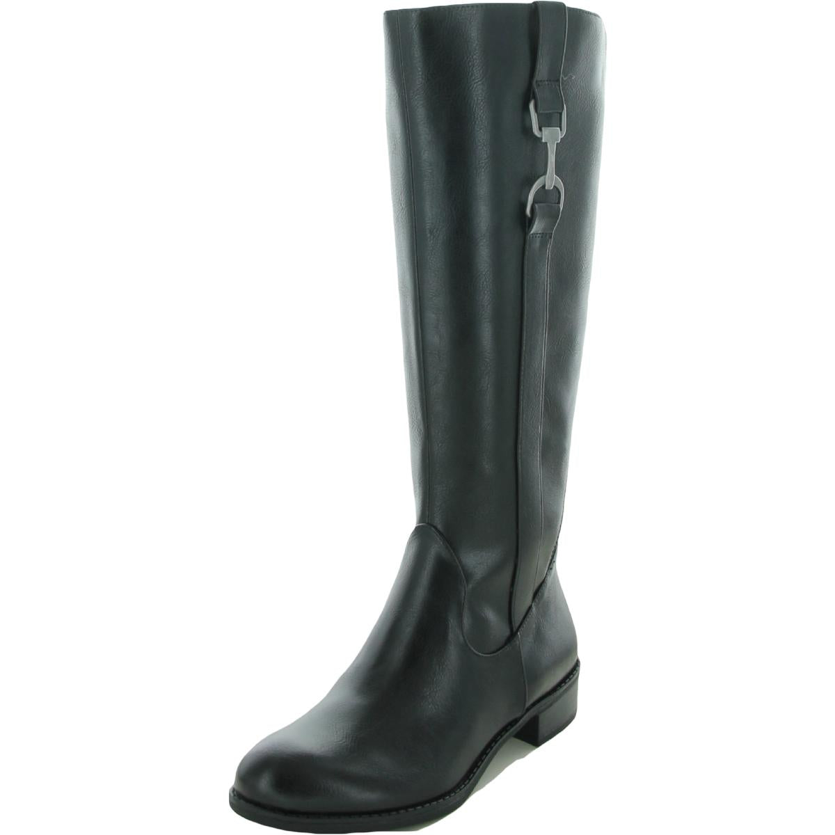 Stormy Faux Leather Riding Mid-Calf Boots